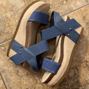 New with Tag Blue and Tan Wedges - Size 8